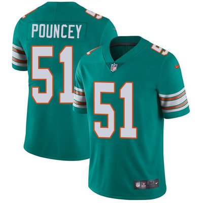 Nike Dolphins #51 Mike Pouncey Aqua Green Alternate Mens Stitched NFL Vapor Untouchable Limited Jers