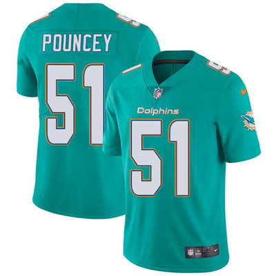 Nike Dolphins #51 Mike Pouncey Aqua Green Team Color Mens Stitched NFL Vapor Untouchable Limited Jer