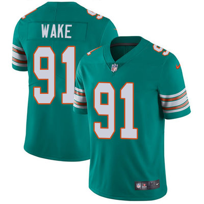 Nike Dolphins #91 Cameron Wake Aqua Green Alternate Mens Stitched NFL Vapor Untouchable Limited Jers