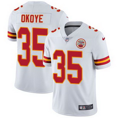 Nike Chiefs #35 Christian Okoye White Mens Stitched NFL Vapor Un