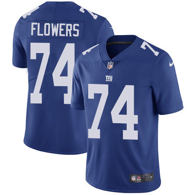 Nike Giants #74 Ereck Flowers Royal Blue Team Color Mens Stitche