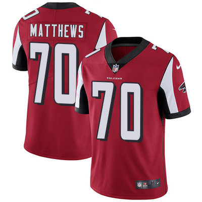 Nike Falcons #70 Jake Matthews Red Team Color Mens Stitched NFL 