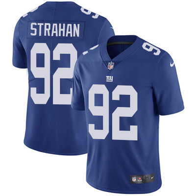 Nike Giants #92 Michael Strahan Royal Blue Team Color Mens Stitc