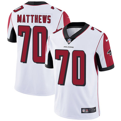 Nike Falcons #70 Jake Matthews White Mens Stitched NFL Vapor Unt