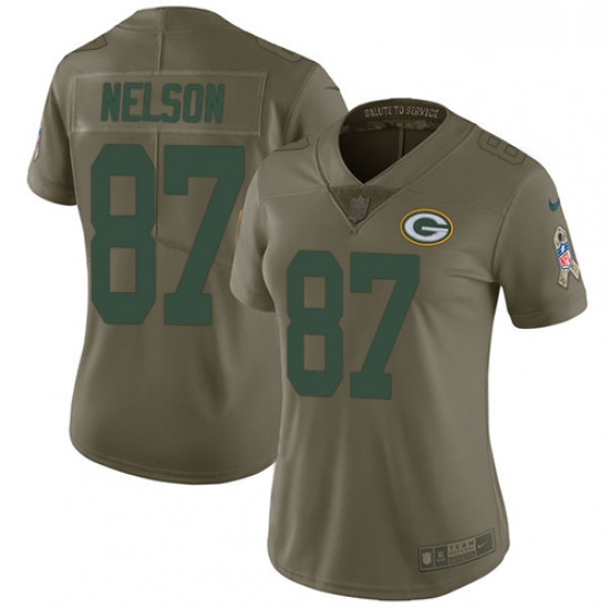 Womens Nike Green Bay Packers 87 Jordy Nelson Limited Olive 2017