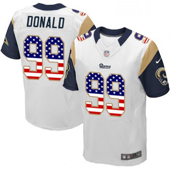 Men Nike Los Angeles Rams 99 Aaron Donald Elite White Road USA F