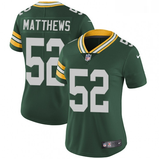 Womens Nike Green Bay Packers 52 Clay Matthews Green Team Color Vapor Untouchable Limited Player NFL