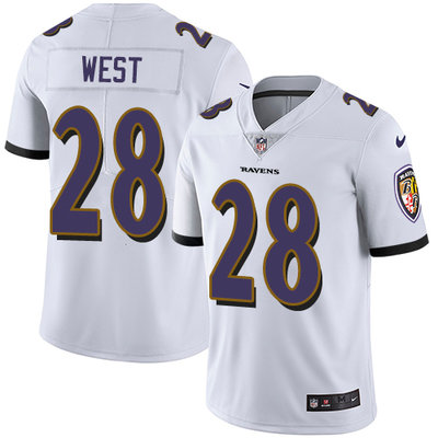 Nike Ravens #28 Terrance West White Mens Stitched NFL Vapor Unto