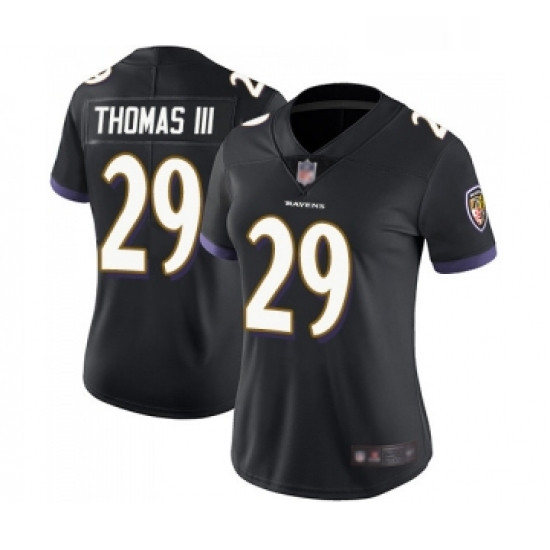 Womens Baltimore Ravens 29 Earl Thomas III Black Alternate Vapor Untouchable Limited Player Football