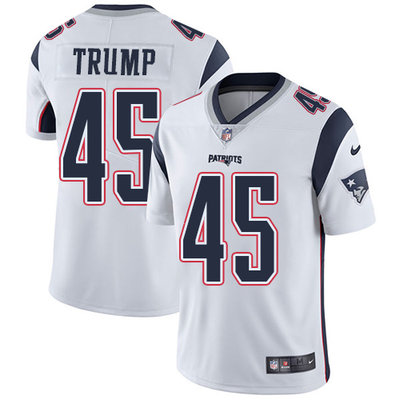 Nike Patriots #45 Donald Trump White Mens Stitched NFL Vapor Unt