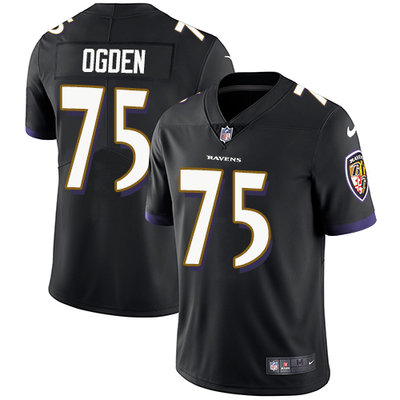 Nike Ravens #75 Jonathan Ogden Black Alternate Mens Stitched NFL