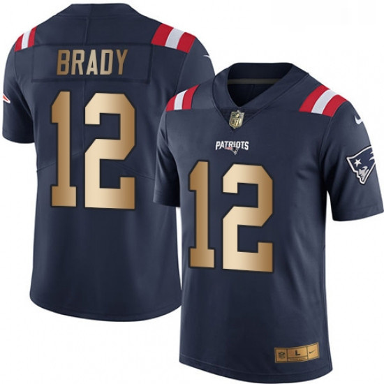 Mens Nike New England Patriots 12 Tom Brady Limited NavyGold Rus