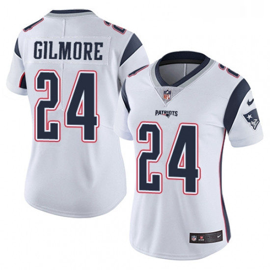 Womens Nike New England Patriots 24 Stephon Gilmore White Vapor Untouchable Limited Player NFL Jerse