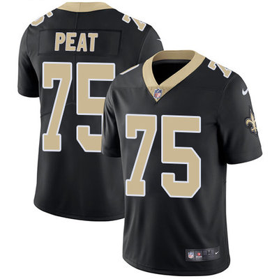 Nike Saints #75 Andrus Peat Black Team Color Mens Stitched NFL V