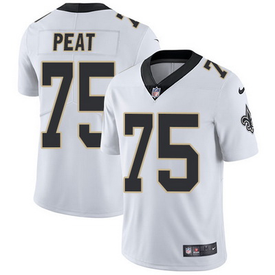 Nike Saints #75 Andrus Peat White Mens Stitched NFL Vapor Untouc