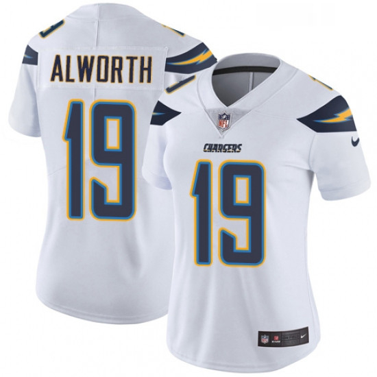Womens Nike Los Angeles Chargers 19 Lance Alworth White Vapor Un