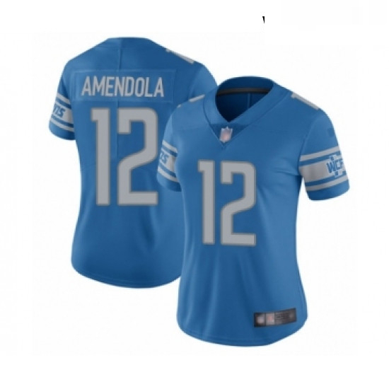 Womens Detroit Lions 12 Danny Amendola Blue Team Color Vapor Untouchable Limited Player Football Jer