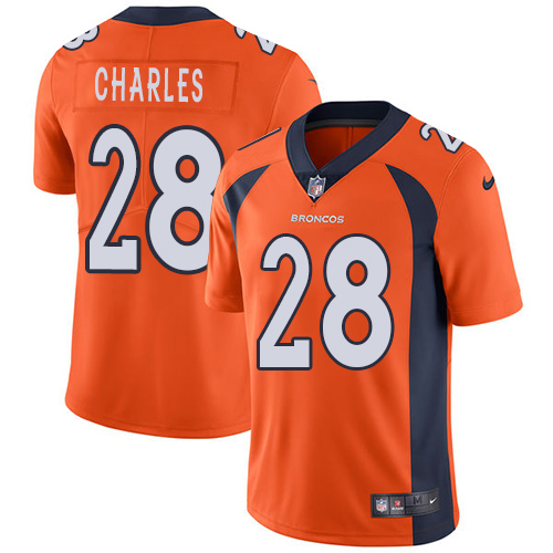 Nike Broncos #28 Jamaal Charles Orange Team Color Mens Stitched NFL Vapor Untouchable Limited Jersey