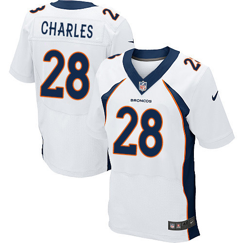 Nike Broncos #28 Jamaal Charles White Men's Stitched NFL New Eli