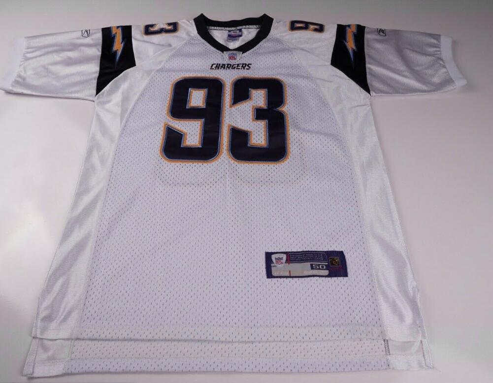 Mens San Diego Chargers Luis Castillo #93 NFL White Reebok Jersey