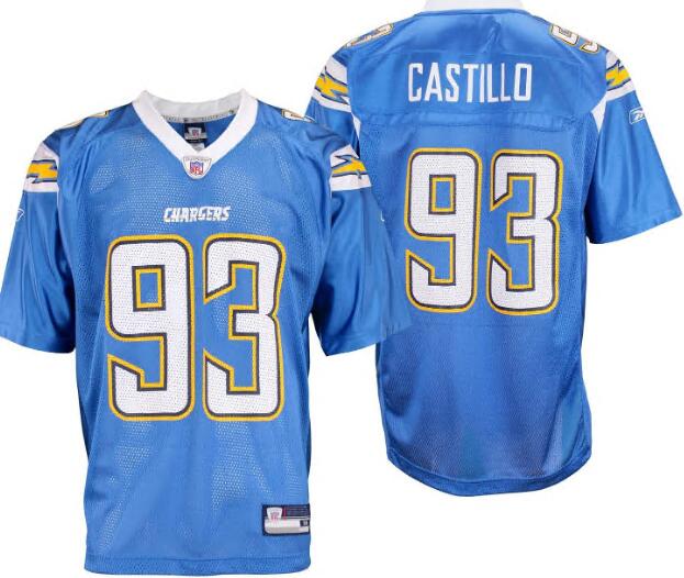 Mens San Diego Chargers Luis Castillo #93 NFL Light Blue Reebok Jersey