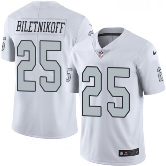 Youth Nike Oakland Raiders 25 Fred Biletnikoff Limited White Rush Vapor Untouchable NFL Jersey