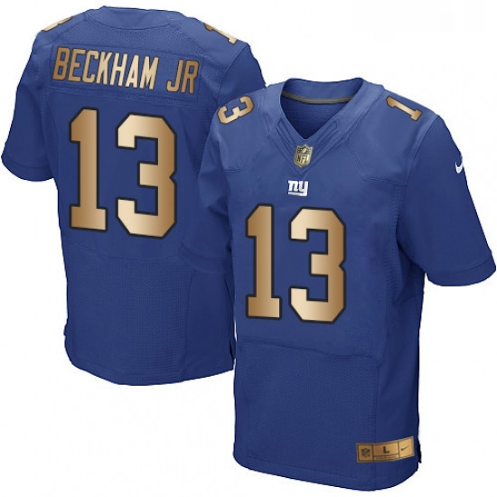 Mens Nike New York Giants 13 Odell Beckham Jr Elite BlueGold Tea