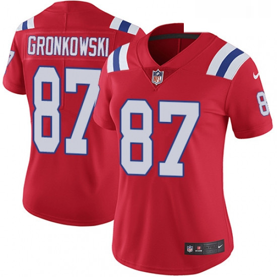 Womens Nike New England Patriots 87 Rob Gronkowski Red Alternate Vapor Untouchable Limited Player NF