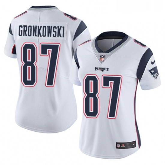 Womens Nike New England Patriots 87 Rob Gronkowski White Vapor U