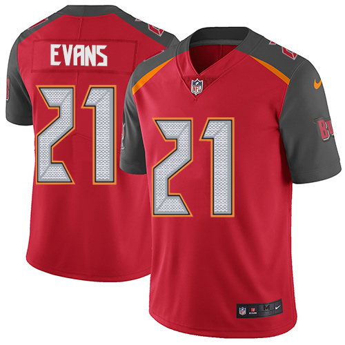 Nike Buccaneers #21 Justin Evans Red Team Color Mens Stitched NFL Vapor Untouchable Limited Jersey