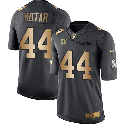 Nike Giants #44 Doug Kotar Black Mens Stitched NFL Limited Gold Salute To Service Jersey