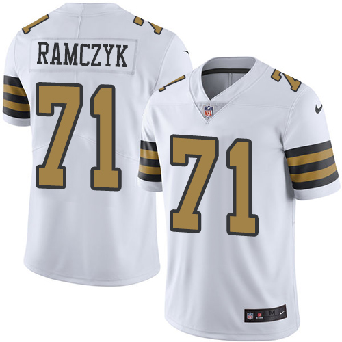 Nike Saints #71 Ryan Ramczyk White Mens Stitched NFL Limited Rush Jersey