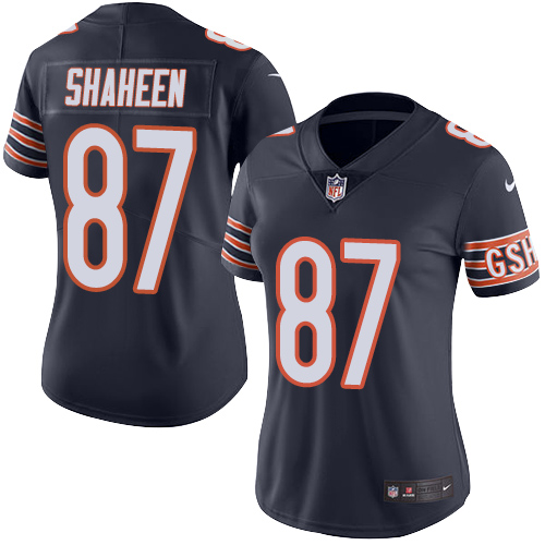 Nike Bears #87 Adam Shaheen Navy Blue Team Color Womens Stitched NFL Vapor Untouchable Limited Jerse