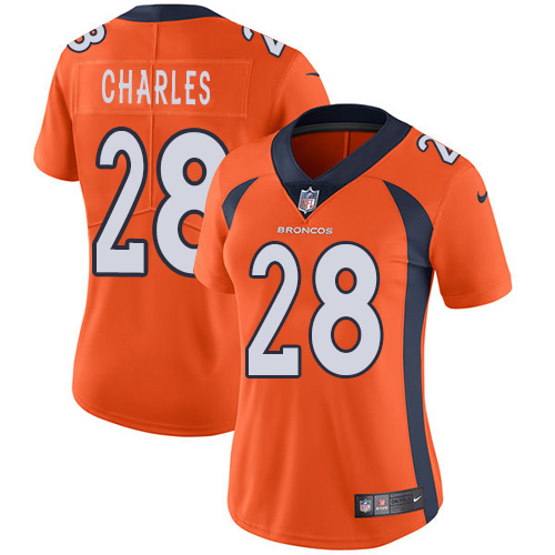 Nike Broncos #28 Jamaal Charles Orange Team Color Womens Stitched NFL Vapor Untouchable Limited Jers