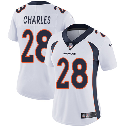 Nike Broncos #28 Jamaal Charles White Womens Stitched NFL Vapor Untouchable Limited Jersey