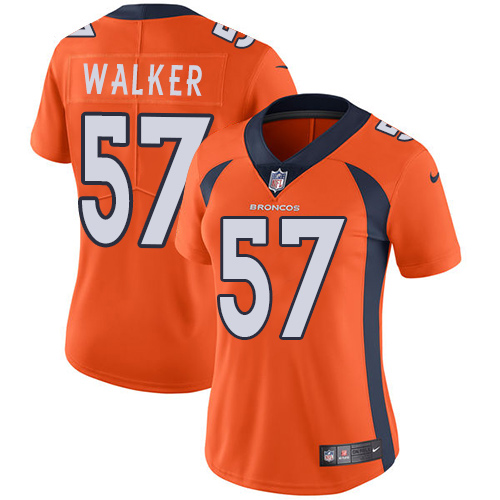 Nike Broncos #57 Demarcus Walker Orange Team Color Womens Stitched NFL Vapor Untouchable Limited Jer