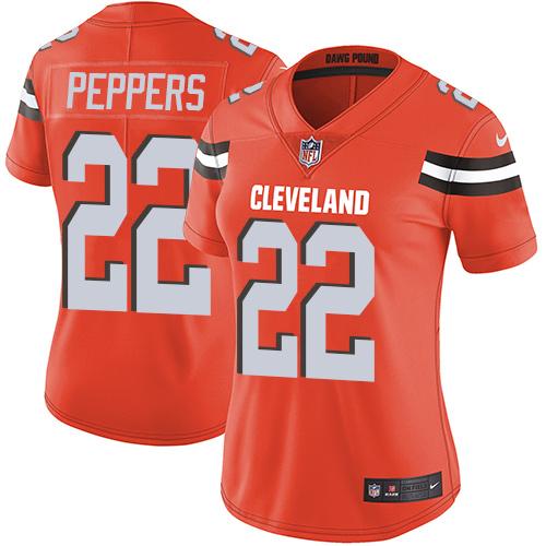 Nike Browns #22 Jabrill Peppers Orange Alternate Womens Stitched NFL Vapor Untouchable Limited Jerse