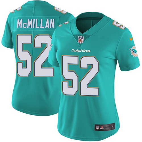 Nike Dolphins #52 Raekwon McMillan Aqua Green Team Color Womens Stitched NFL Vapor Untouchable Limit