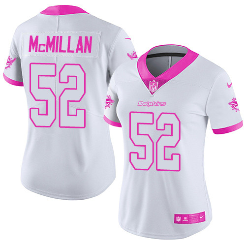 Nike Dolphins #52 Raekwon McMillan White Pink Womens Stitched NFL Limited Rush Fashion Jersey