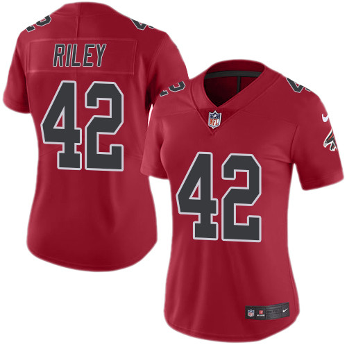 Nike Falcons #42 Duke Riley Red Womens Stitched NFL Limited Rush Jersey