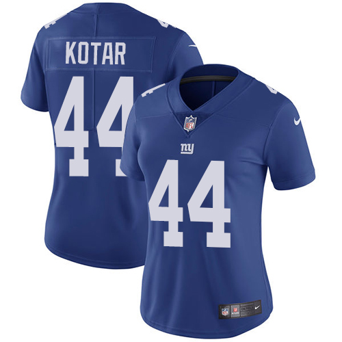 Nike Giants #44 Doug Kotar Royal Blue Team Color Womens Stitched NFL Vapor Untouchable Limited Jerse