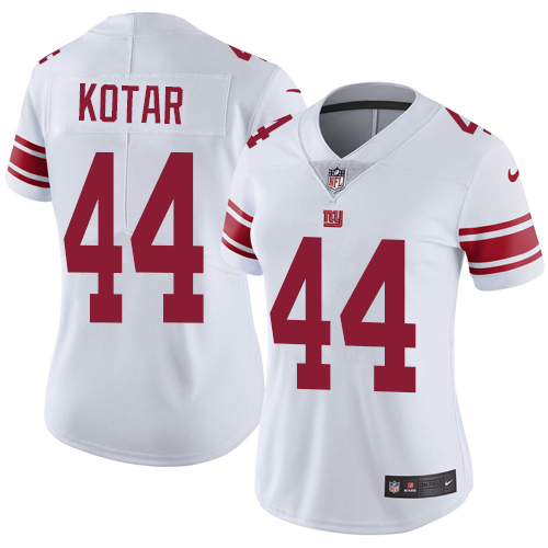 Nike Giants #44 Doug Kotar White Womens Stitched NFL Vapor Untouchable Limited Jersey