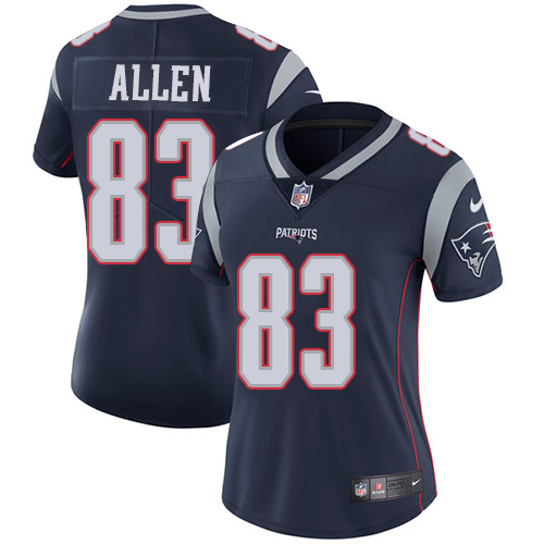 Nike Patriots #83 Dwayne Allen Navy Blue Team Color Womens Stitched NFL Vapor Untouchable Limited Je