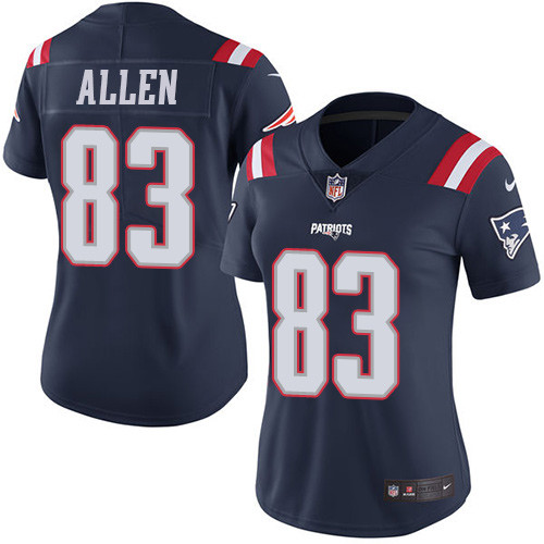 Nike Patriots #83 Dwayne Allen Navy Blue Womens Stitched NFL Limited Rush Jersey