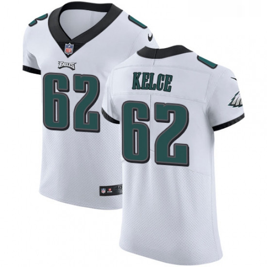 Mens Nike Philadelphia Eagles 62 Jason Kelce White Vapor Untouchable Elite Player NFL Jersey