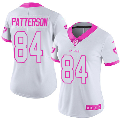 Nike Raiders #84 Cordarrelle Patterson White Pink Womens Stitched NFL Limited Rush Fashion Jersey