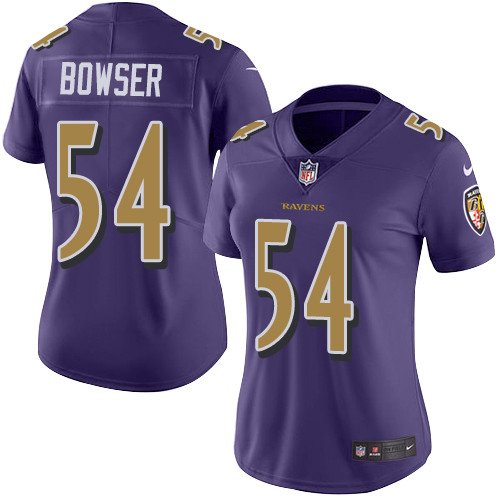 Nike Ravens #54 Tyus Bowser Purple Womens Stitched NFL Limited Rush Jersey