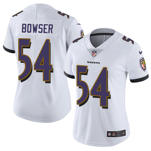 Nike Ravens #54 Tyus Bowser White Womens Stitched NFL Vapor Unto