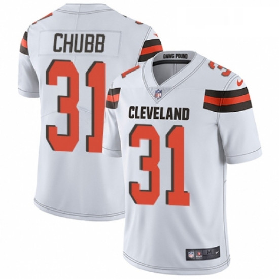 Mens Nike Cleveland Browns 31 Nick Chubb White Vapor Untouchable Limited Player NFL Jersey