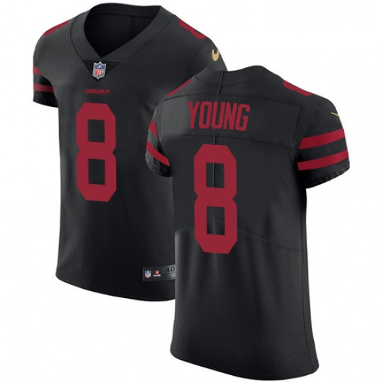 Mens Nike San Francisco 49ers 8 Steve Young Black Alternate Vapor Untouchable Elite Player NFL Jerse